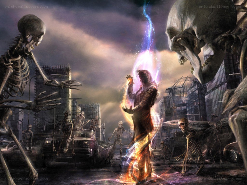 skeletons attack a mage