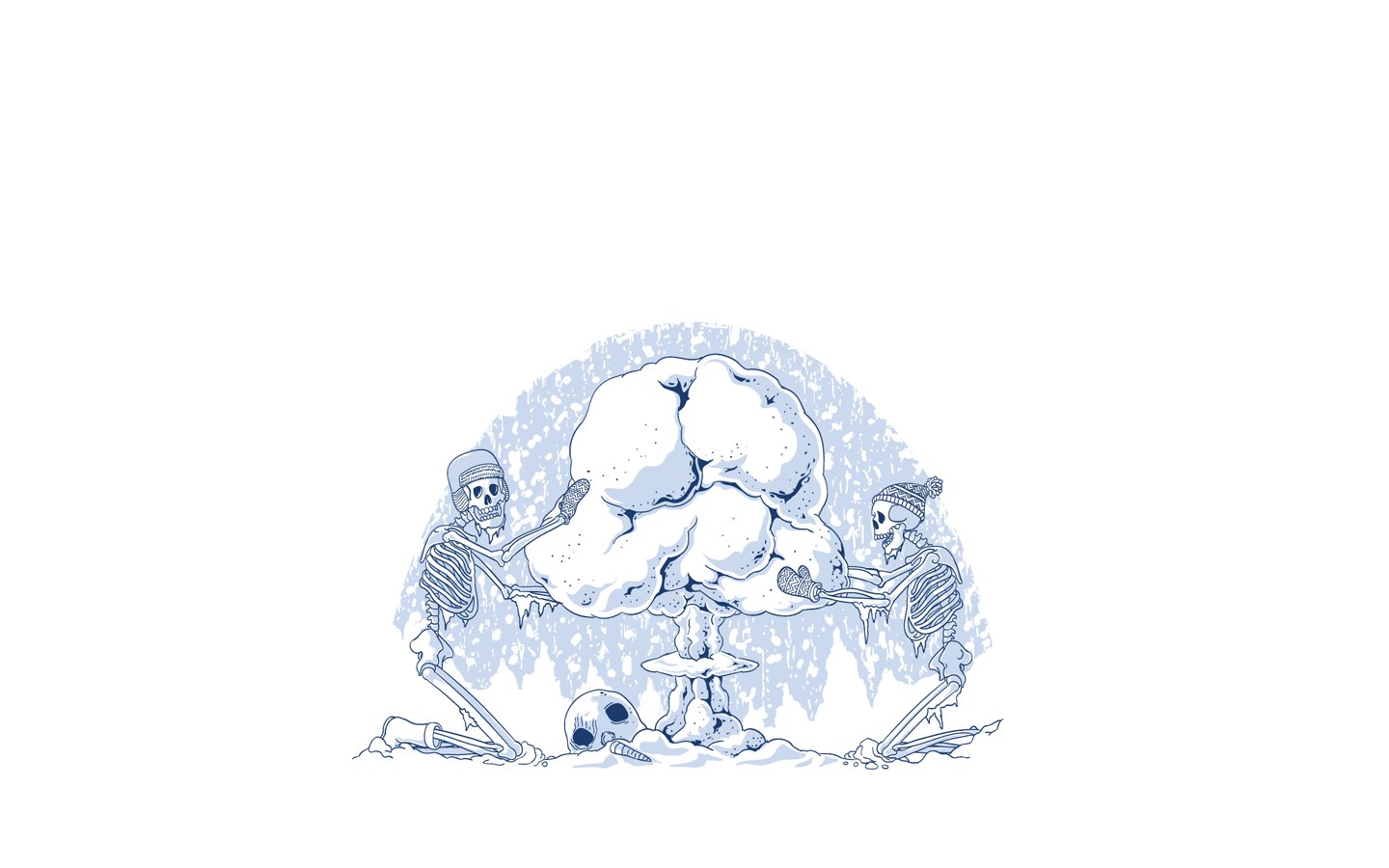 skeletons building snowman