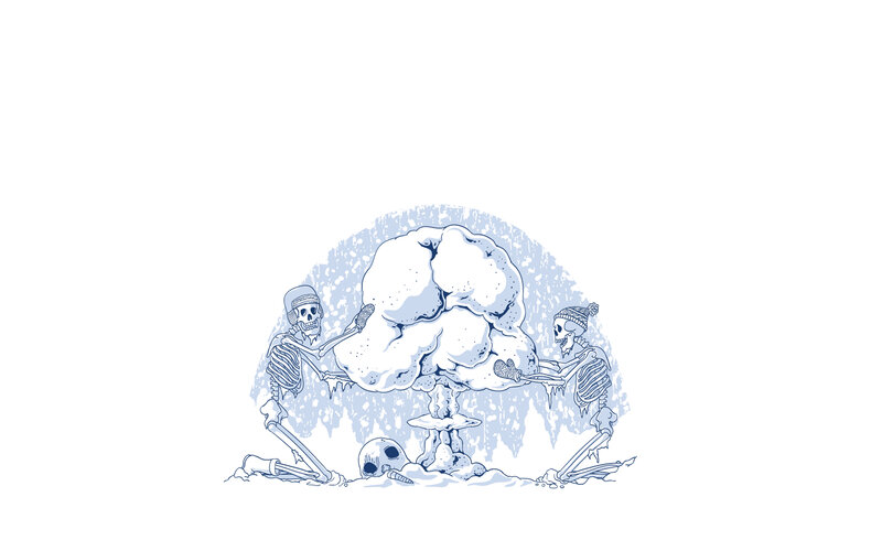 Skeletons Building Snowman — Blue