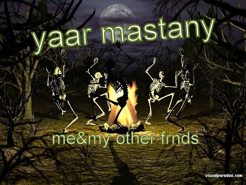 Skeletons Dancing Around Fire