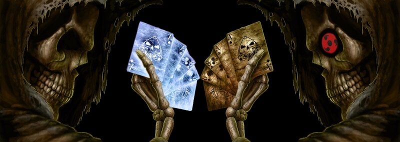 Skeletons Holding Cards
