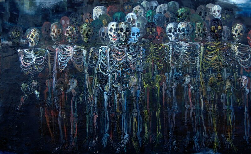 Skeletons in Dark Scene