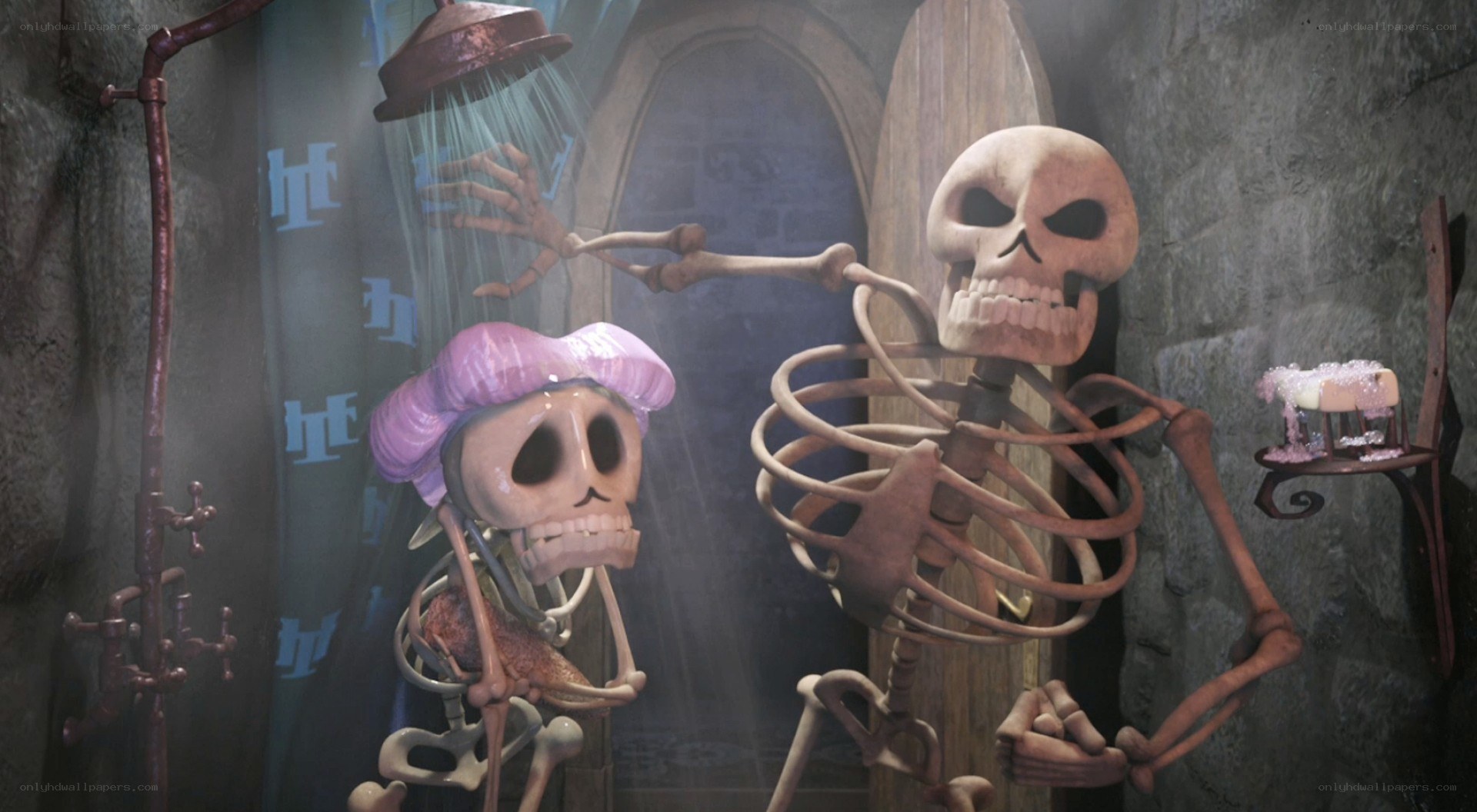 skeletons in the shower
