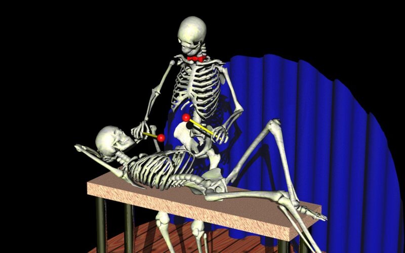 skeletons on a table
