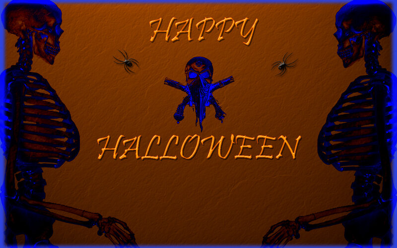 Skeletons on Halloween Card