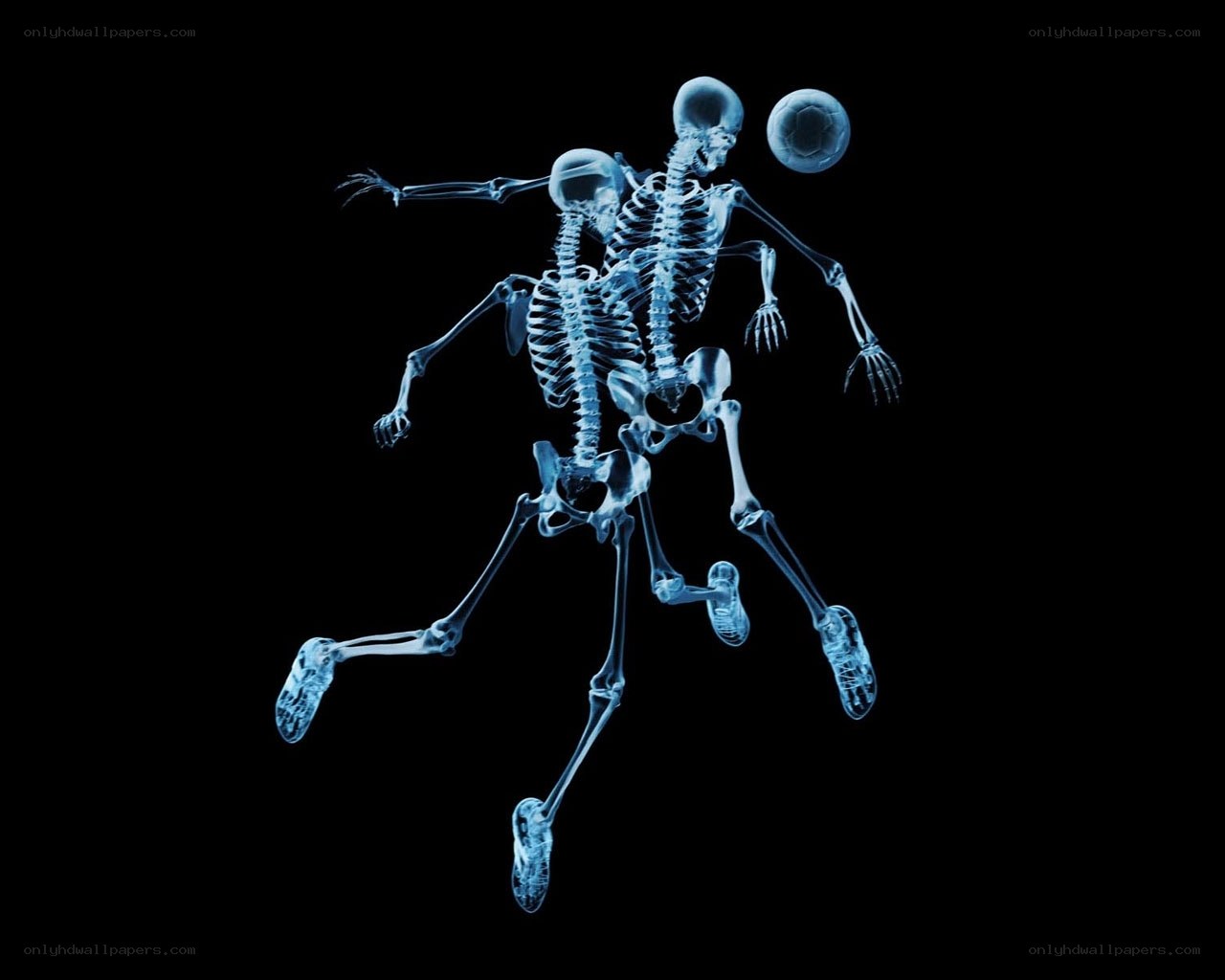 skeletons playing soccer