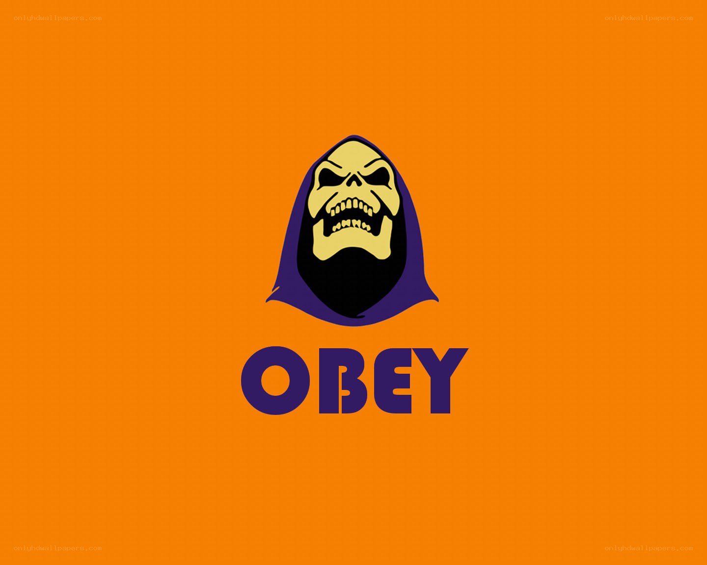 Skeletor logo with obey text