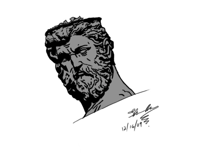 sketch of a bearded man