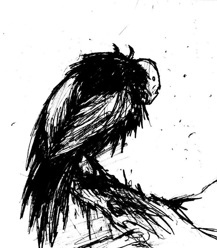 sketch of a bird-like creature