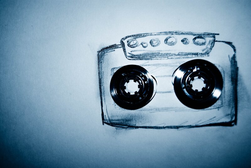 sketch of a cassette tape