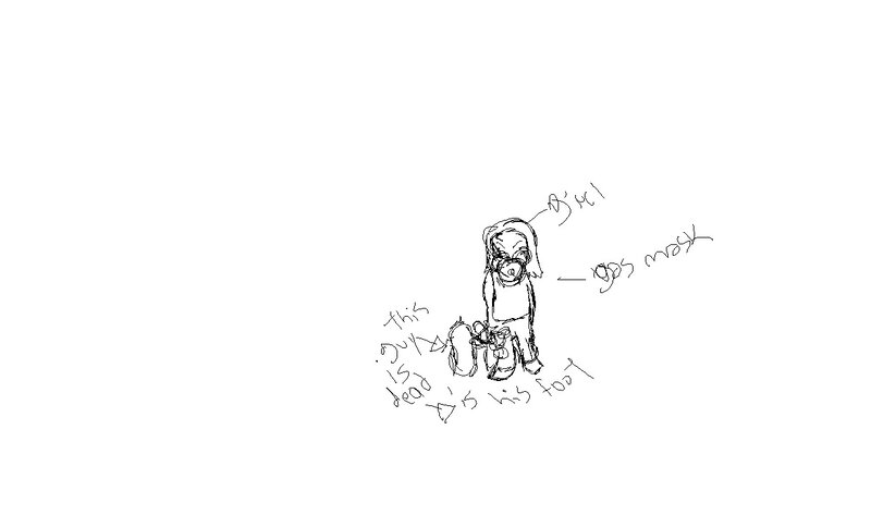 sketch of a character with text