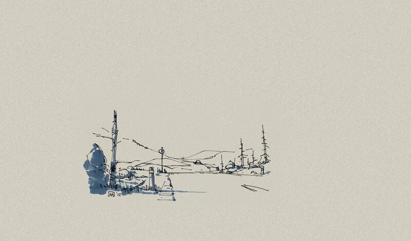 sketch of a coastal landscape