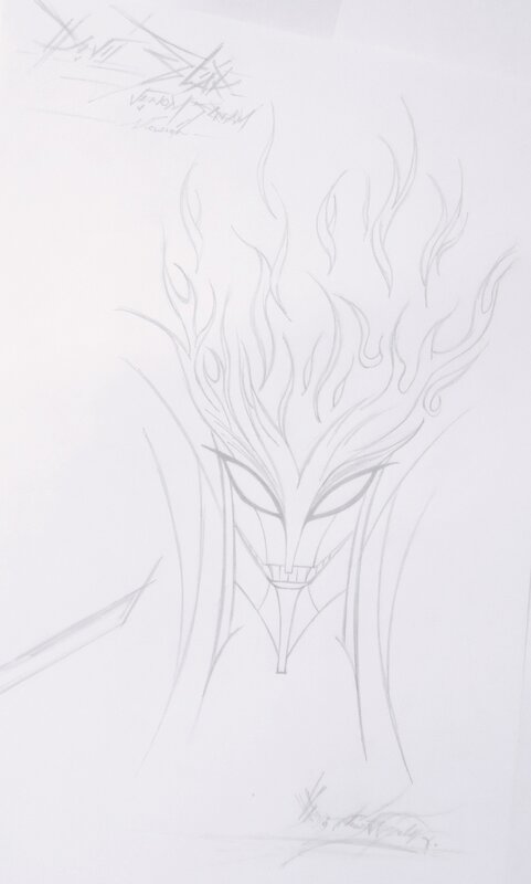 sketch of a fiery character