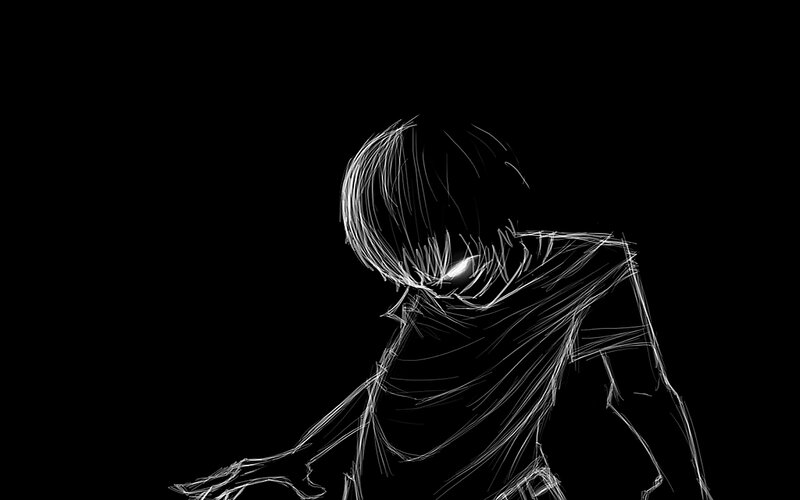 sketch of a figure in darkness