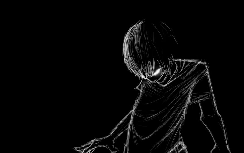 sketch of a figure in darkness