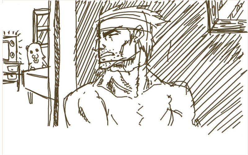sketch of a man in a room