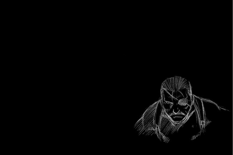sketch of a masked figure