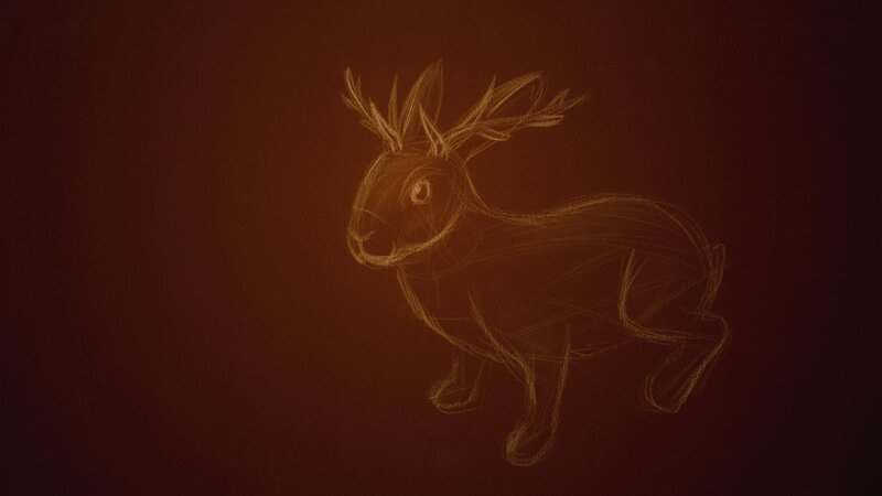 sketch of a rabbit with antlers