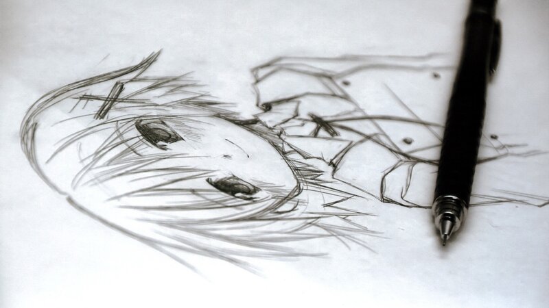 sketch of anime character