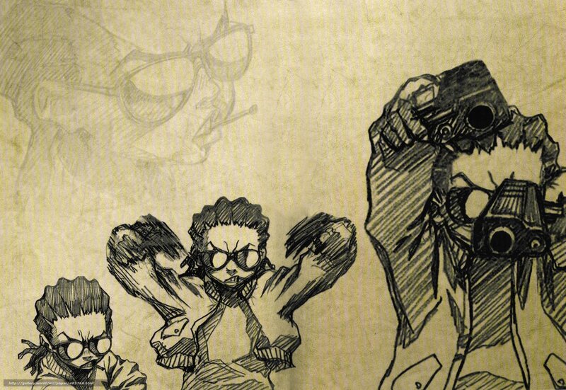 sketch of characters with cameras