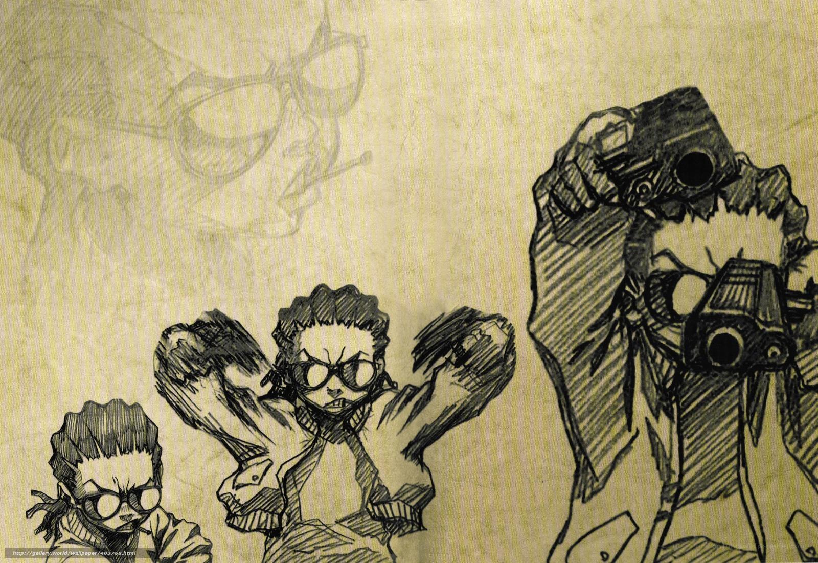 sketch of characters with cameras