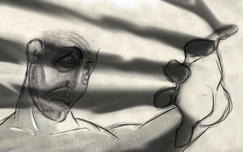 sketch of man with sunglasses