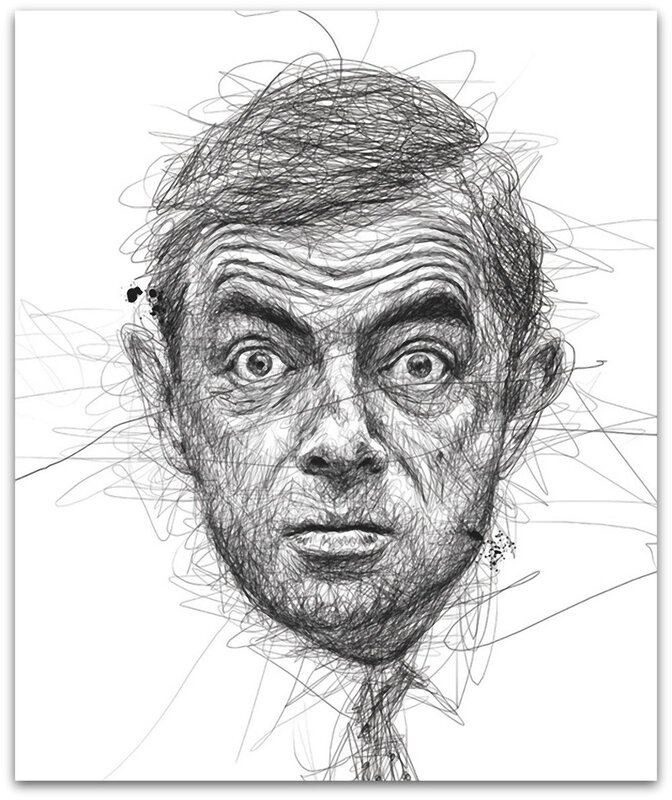 sketch of mr bean face