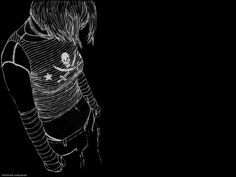 sketch of person in striped shirt