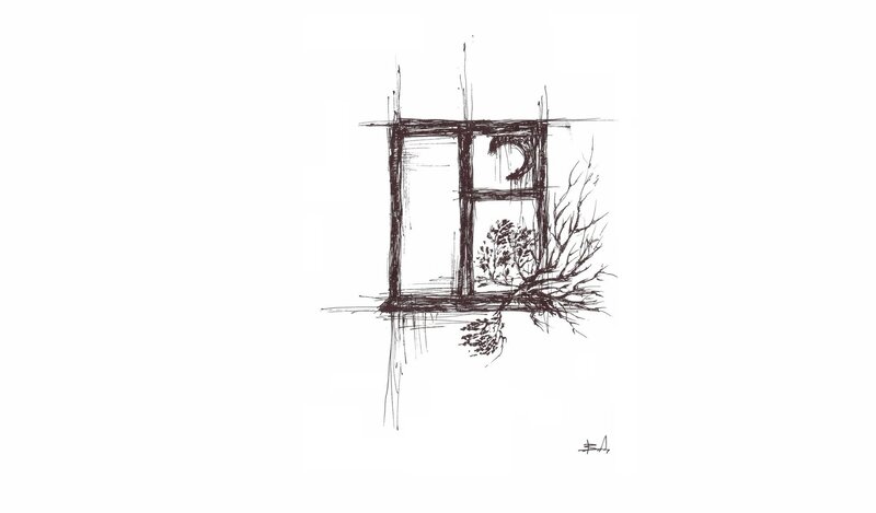 sketch of window and branches