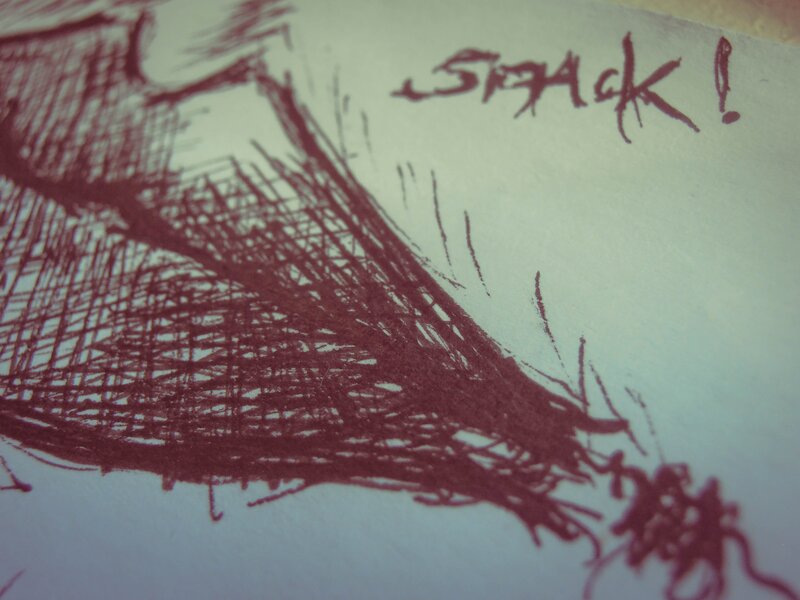 sketch with 'smack!' text