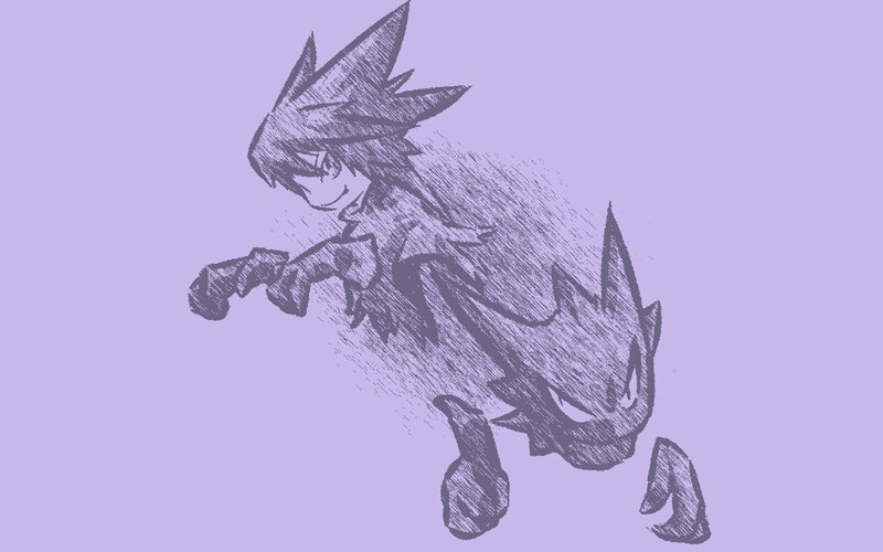 sketched character running