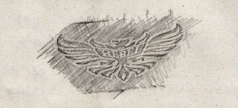 Sketched Emblem with Wings