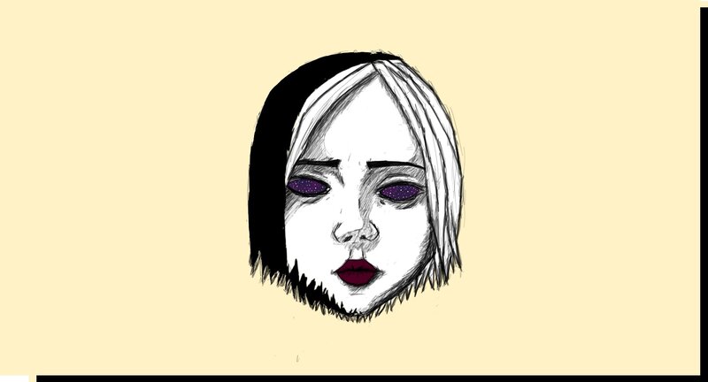 Sketched Face with Purple Eyes