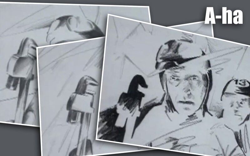 sketches of helmeted figures