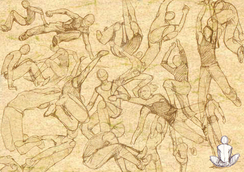 sketches of human figures in motion