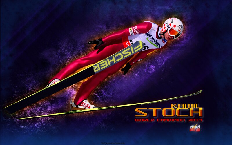 Ski Jumper in Mid-air — Purple