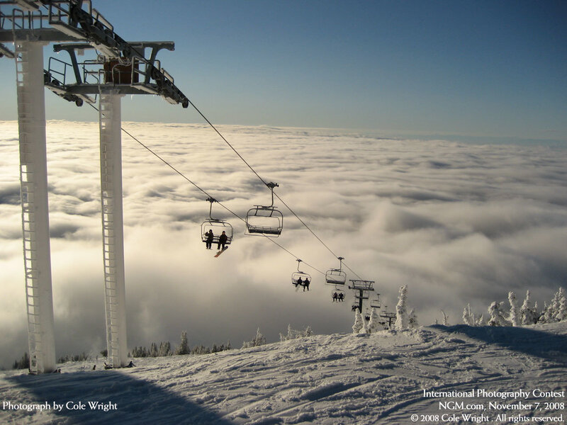 Ski lift above the clouds