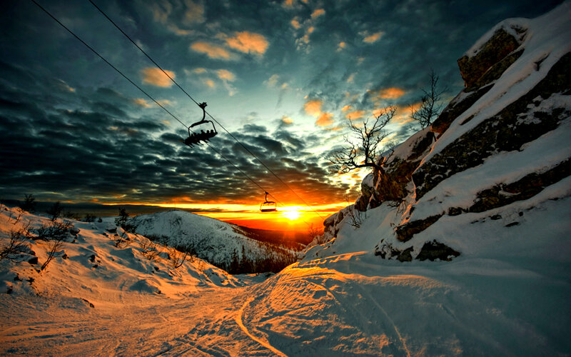 Ski Lift at Sunset