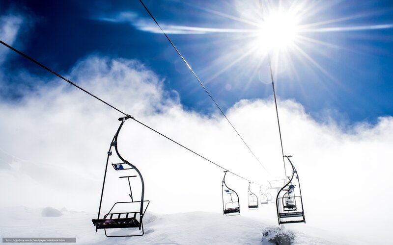 Ski Lift Chairs — Blue, Dramatic, Afternoon
