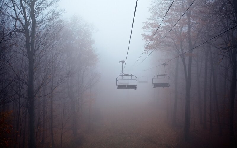 Ski Lift Chairs in Fog