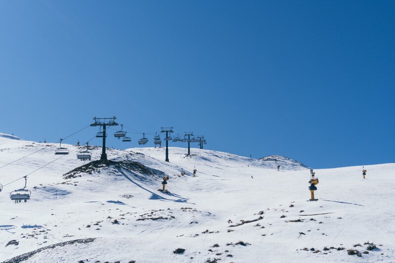 Ski Lift on Snowy Mountain — Blue