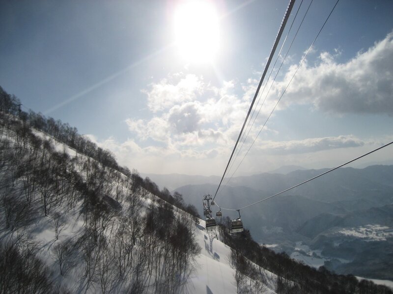 Ski Lift on Snowy Mountain — White