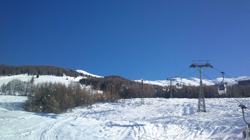 Ski Lift on Snowy Slope — Blue