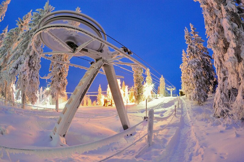 Ski Lift Tower in Snow