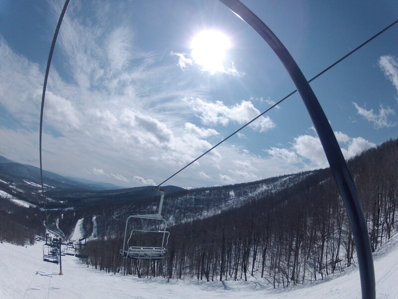 Ski lift view on a sunny day