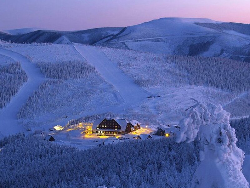 Ski Resort at Dusk — Blue