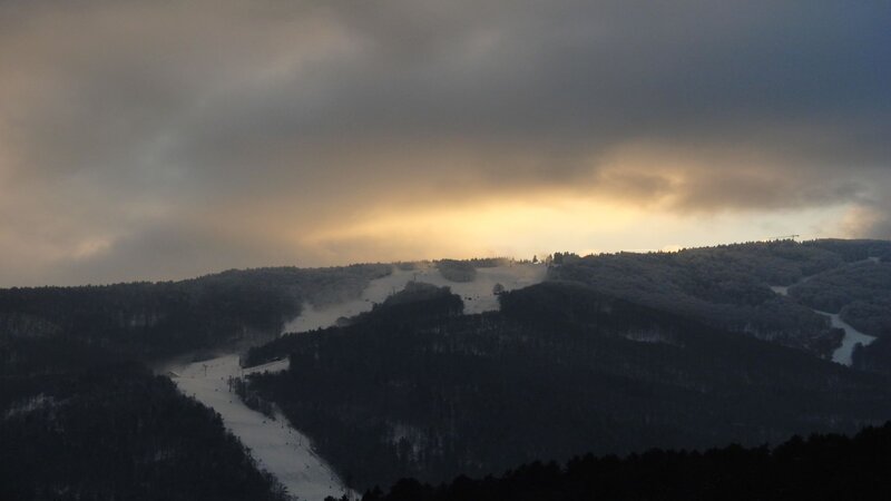 Ski Resort at Dusk — Gray