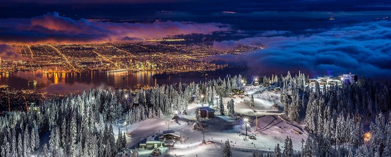 Ski Resort at Night — Blue, Dramatic