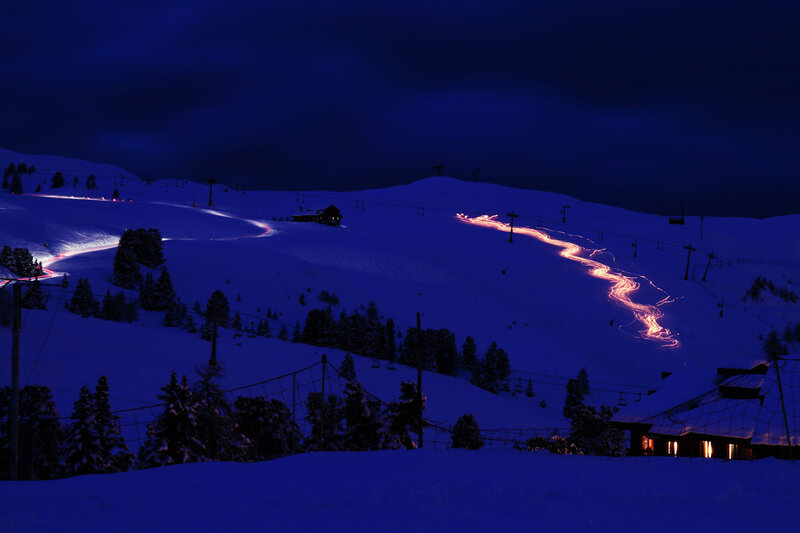 Ski Resort at Night — Blue, Serene