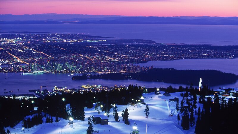 Ski Resort at Night — Purple